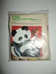 VTG Columbia-Minerva Latch-a-Rug Canvas Only Panda 34" x 34"