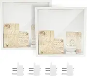 Shadow Box Frame Display Case Travel Ticket Card Memory Box Square Money Box Dust Proof Shadow Box Picture Frame for Memorabilia Baby Items Wedding Memories Crafts Tickets and Photos (White)