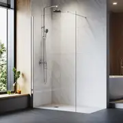 ELEGANT 110x200cm Walk-In Shower Screen Frameless Fixed Panel 8mm Toughened Glass in Sliver