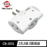 【威電】CB-2031 2孔3座 任意轉 三面插(15A 1650W)