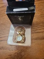 Vintage Collezio Lion Figurine Gold Tone Mini Clock-Battery Quartz New