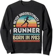 [X.Style] Runner Born 1983 40th Birthday Runnings Womens Sweatshirt ds1661 Sweater (M) Black