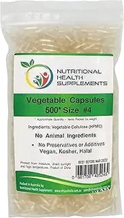 500 Size 4 Empty Clear Veggie Caps Vegetable Vegetarian Vegan Capsules