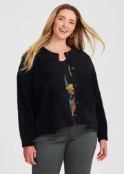 [Virtuelle] Taking Shape Fluffy Knit Crop Cardigan Size 10 in, Viscose - Plus Size Women's Clothing