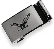[Glamexx24] Belt Buckle Men's Belt Replacement Buckle Ratchet Automatic Belt Buckle Belt Accessories Suitable for Width 35 mm Belt, Silver with Black Eagle, Einheitsgröße