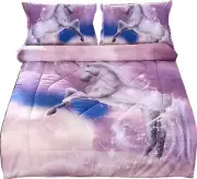 Blue Galaxy/Pink Unicorn Comforter Set