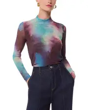 Whistles Mock Neck Mesh Top