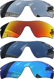 [Acefrog] 1.6MM Polarized Replacement Lenses for Oakley Radarlock Path OO9181 Sunglasses, Upgraded Material, Polycarbonate 4 Pairs Pitch Black + Star Silver + Winter Sky + Jaffa Orange