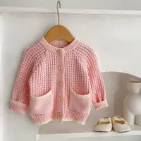 在飛比找蝦皮購物優惠-兒童開衫嬰兒衣服兒童夾克嬰兒夾克 BARBIE KNIT O