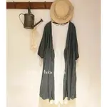 全新轉賣 日本日系森林系棉麻長版罩衫+背心裙兩件式套裝SET不規則裙襬  文青穿搭