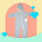 NWT'S VTG CUDDLE TIME Baby Newborn Pram Suit Snow Suit Winter Blue Stripe 3-12 M