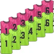 YaSao 12 PCS Kid's Football Pinnies 2 Colors Quick Drying Soccer Jerseys Youth Sports Scrimmage Basketball Team Training Numbered Bibs Practice Sports Vest