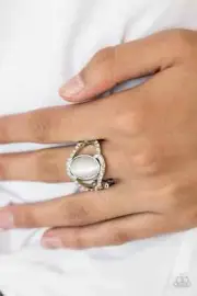 Paparazzi Ring- Moulin Moon- White Moonstone- Rhinestones