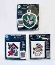 3 Mini Holiday Counted Cross Stitch Kits - Angel, Cardinal & Nativity