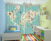 Animal Map template 3D Curtains Blockout Photo Printing Curtains Drape Fabric