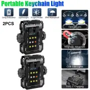 2pcs Magnetic Lamp Torch 360° Rotating USB Charging MINI LED Flashlight Keychain