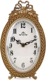 Gold Table Clock Silent Non-Ticking, Small Shelf Desk Top Clock Battery Operated