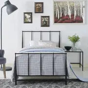 Istyle Kathy Double Bed Frame Metal Grey Black