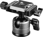 CNC Aluminum Alloy Dual Panoramic Ball Head Low Center of Single U Notch Design with 1/4 Inch Screw Mount for DSLR ILDC Cameras Tripod Monopod Max. Load 10kg Grey Grey One Size