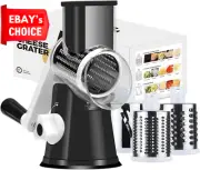 Rotary Cheese Grater Vegetable Slicer Chopper with Non-Slip Suction Base Black