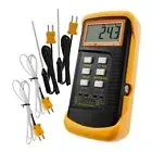 Lab K-Type Thermocouple Thermometer with Double Channels High Temperature Meter