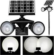 Always On Solar Spotlight Dusk to Dawn, Ultra Bright Patio Wall Light, 5000mAh Solar Focus Lights Outdoor, 210° Adjustable Solar Security Spot Lights Wall Mount&Stake Stand Waterproof, 1-Pack