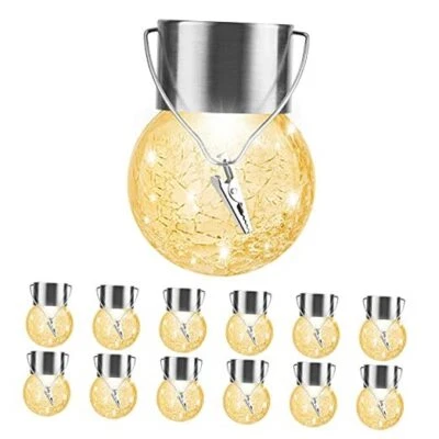 Solar Lights Outdoor Decorative Pack, Hanging Solar Garden Lights 12 Warm White