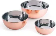 Kings County Tools Copper Mixing Bowls - 3 Piece Bowl Set for Cooking, Baking, Serving, and Prepping - Copper Stainless Steel Mixing Bowls - Nesting Bowls - Kitchen Essentials