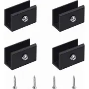 Winter promotion,Glass Clamp, 4 Pieces Wall Mounted Glass Shelf Bracket Black Glass Shelf Bracket, Aluminum Alloy Adjustable Glass Shelf Clamp, For 6-