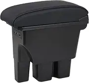 Armrest Box for Suzuki Jimny 2019 2020 Car Double Layer Interior Storage Center Console with 3 USB Port (B-Black with Black thread)