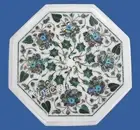 Marble Coffee Table Top Abalone Shell Inlay Work Sofa Side Table with Royal Look