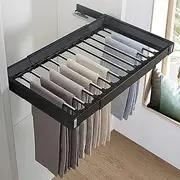 Retractable Trouser Rack, Wardrobe Drawer Trouser Rack with Buffer System, Pull-Out Closet Scarf Jeans Storage Sliding Rail, (45-120Cm) Adjustable Width/85-120Cm/33.4-47.2In FANDIAO