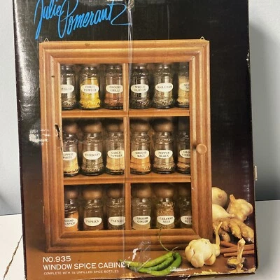 Julie Pomerantz Window Spice Cabinet. 18 Bottles. New In Box. Vintage No. 935