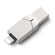 2 In 1 64Gb Usb 3.0 + 8 Pin Metal Push-Pull Gray Inner Shell Flash Disk(Silver)