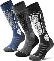 [YESWEL] Merino Wool Ski Socks For Men & Women, Skiing, Snowboard, Hunting, Over The Calf Winter Warm Socks, 2/3 Pack