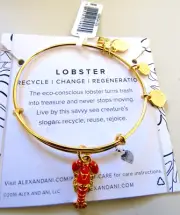 Alex & Ani Charity By Design Enamel LOBSTER Charm Yellow Gold Bangle Bracelet