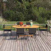 7 Piece Garden Dining Set Poly Rattan Black vidaXL