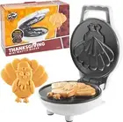 Thanksgiving Turkey Mini Waffle Maker - Make Holiday Breakfast White, Black