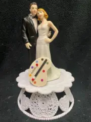 Bride and Groom Figure Artist, Painter Wedding Cake Topper Groom top water color