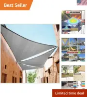 190 GSM Heavy Duty Grey Triangle Sun Shade Sail – Ultimate UV Protection Canopy