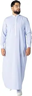 [alqamees] Mens Thobe Exclusive Long Sleeve Kaftan Traditional Islamic Long Gown Jubba Thawb for Men