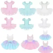 Kids Girls Sequins Ballet Dance Gymnastics Leotard Tutu Dress Ballerina Costume