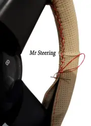 BEIGE PERFORATED LEATHER STEERING WHEEL COVER FOR TRIUMPH SPITFIRE 74-80 RED ST (for: Triumph)