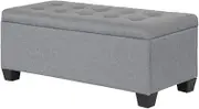 Artiss Tufted Storage Ottoman, Foot Rest Stool Bench Padded Seat Blanket Box Chest Bedroom Living Room Indoor, Grey 97 x 41.5 x 35cm Faux Linen Fabric Open Lid Heavy Duty