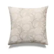 Square Greige With White Peonies And Microgel Feather-Like Insert Pillow