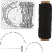 LALAFINA 142 Pcs Wig Needles Set T-pins c Curved Needles 260 Yard Thread Ideal for Wig Making Craft Work