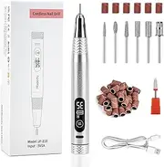 Cordless Nail Drill for Acrylic Nails: Portable Rechargeable Electric Nail File Kit, Professional 35000RPM Efile Nail Drill Machine for Gel Nails Manicure Polishing Salon and Home Use (Light Silver)
