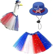SVCEQZE Porch Geese Clothing | Geese Statue Costume - Star Ballet Skirt Adjustable Hat Tulle Dress Colorful 23 Inches for Independence Day Indoor Poolside Lawn Wedding