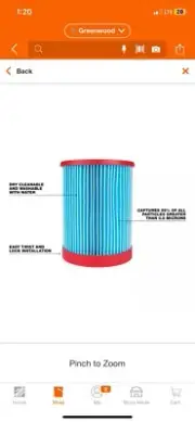 Large Wet/Dry Shop Vacuum High Efficiency Filter Compatible for Milwaukee 1-Pack