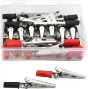 25 PCS Metal Alligator Clips Electrical Test Clamps with Plastic Hands Red Black